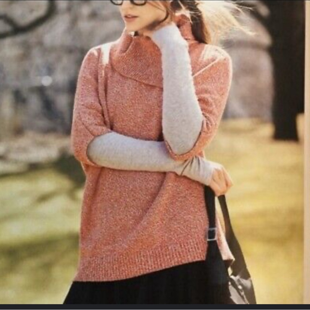 Cabi oversized short dolman sleeve foldover neck sweater